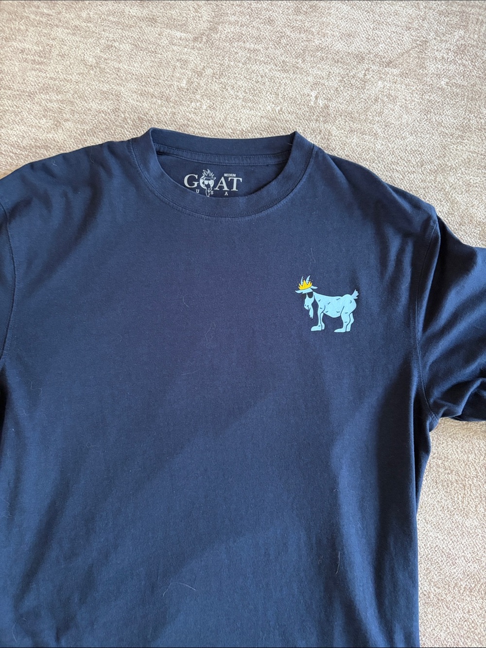 GOAT Navy Long Sleeve Tee with Small Goat Graphic